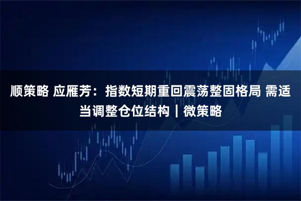 顺策略 应雁芳：指数短期重回震荡整固格局 需适当调整仓位结构｜微策略